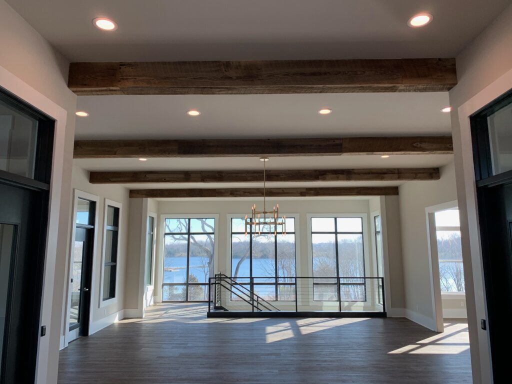 huge wooden exposed ceiling beams