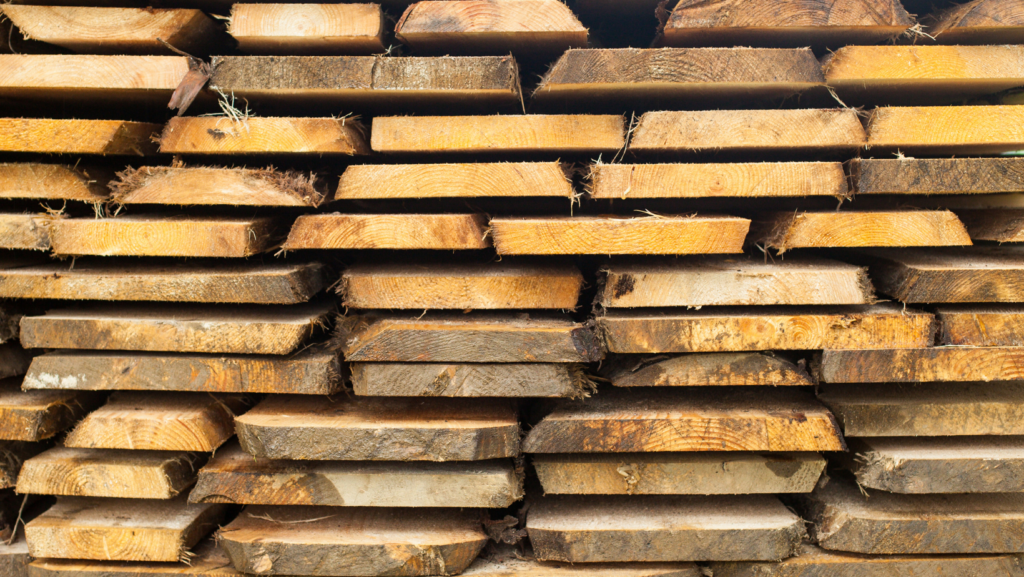A huge pile of rough sawn lumber