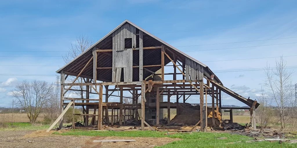 a dismantled barn
