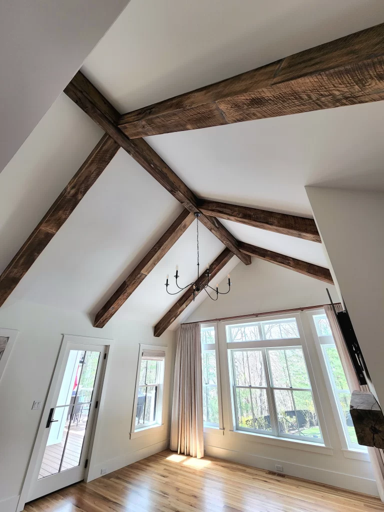 Installation box beams reclaimed wood