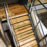 barnwood mixed clean face solid flooring and reclaimed wood stair treads with steel glass stair railing