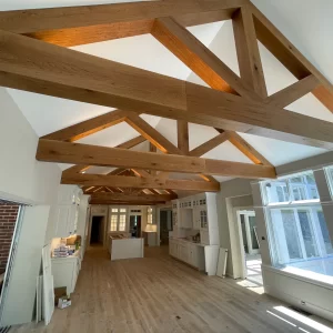 Reclaimed wood ceiling beams