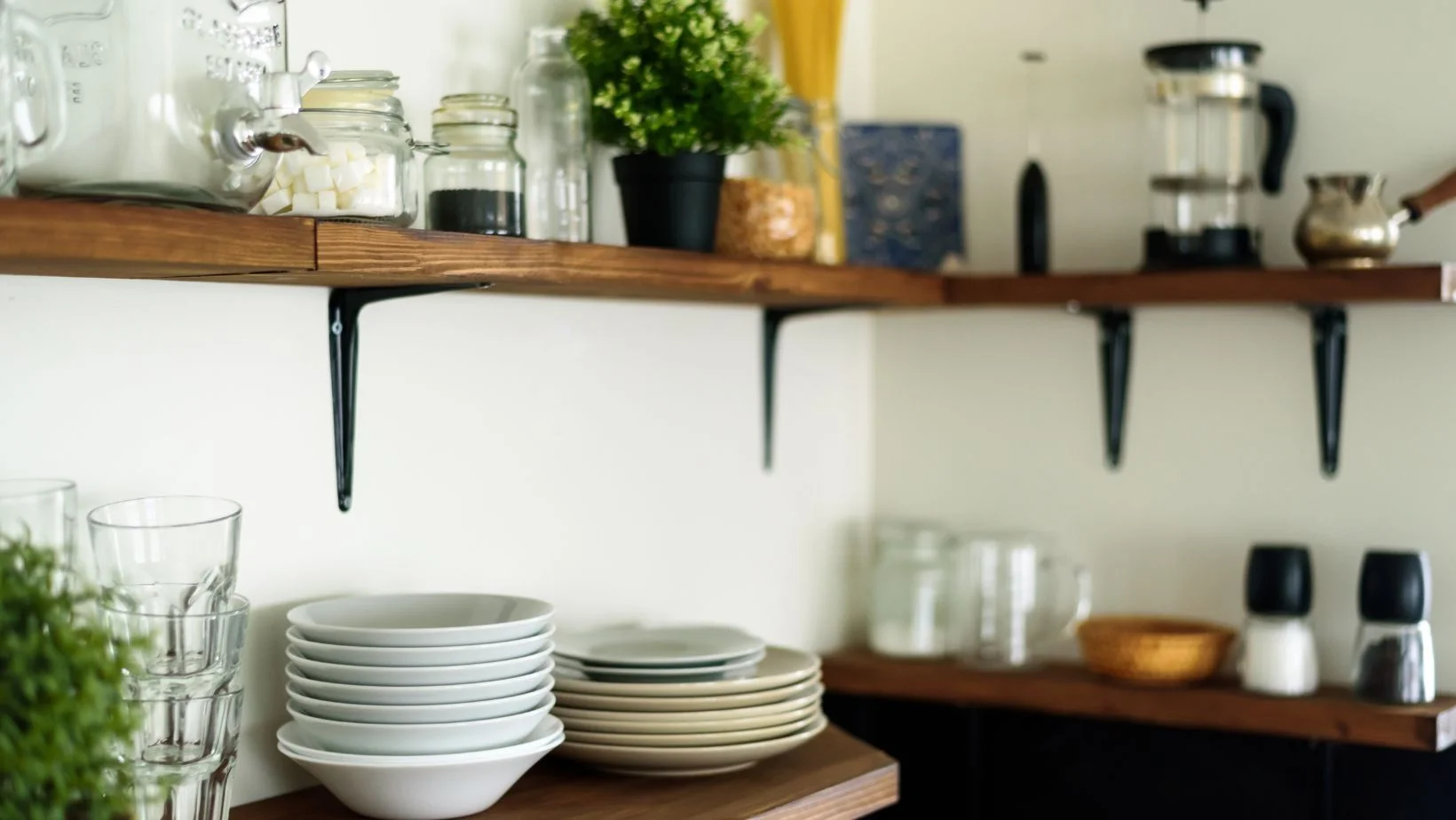 wood floating shelves