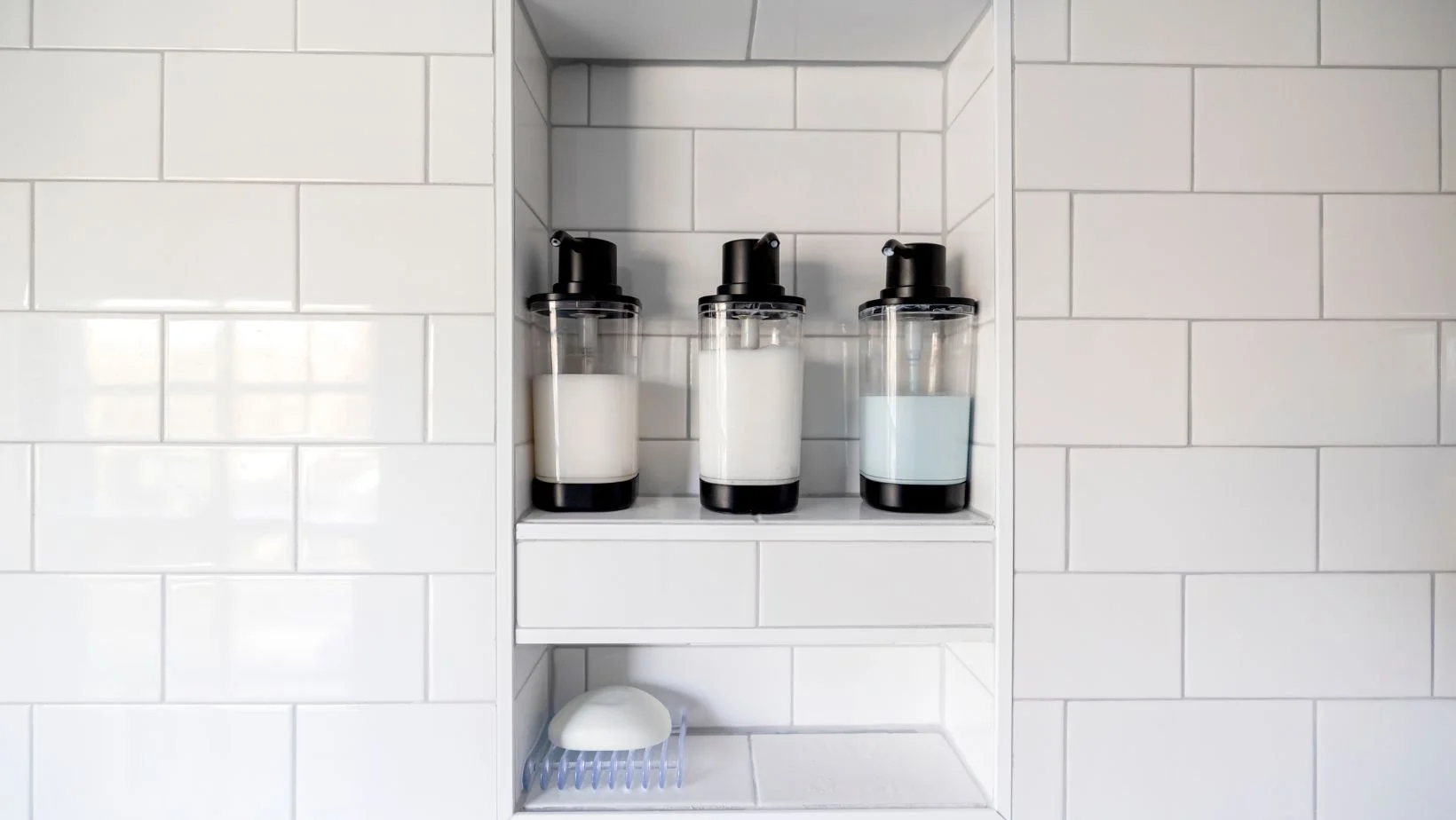 built-in shelves in bathroom