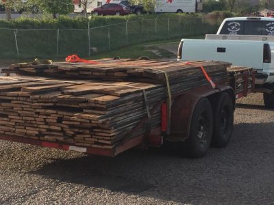 Reclaimed lumber planks that are ready for shipping